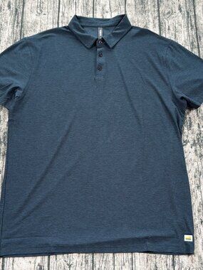 Vuori V188 Polo Shirt Mens XL Blue Heather Teal Athletic Fit Short Sleeve